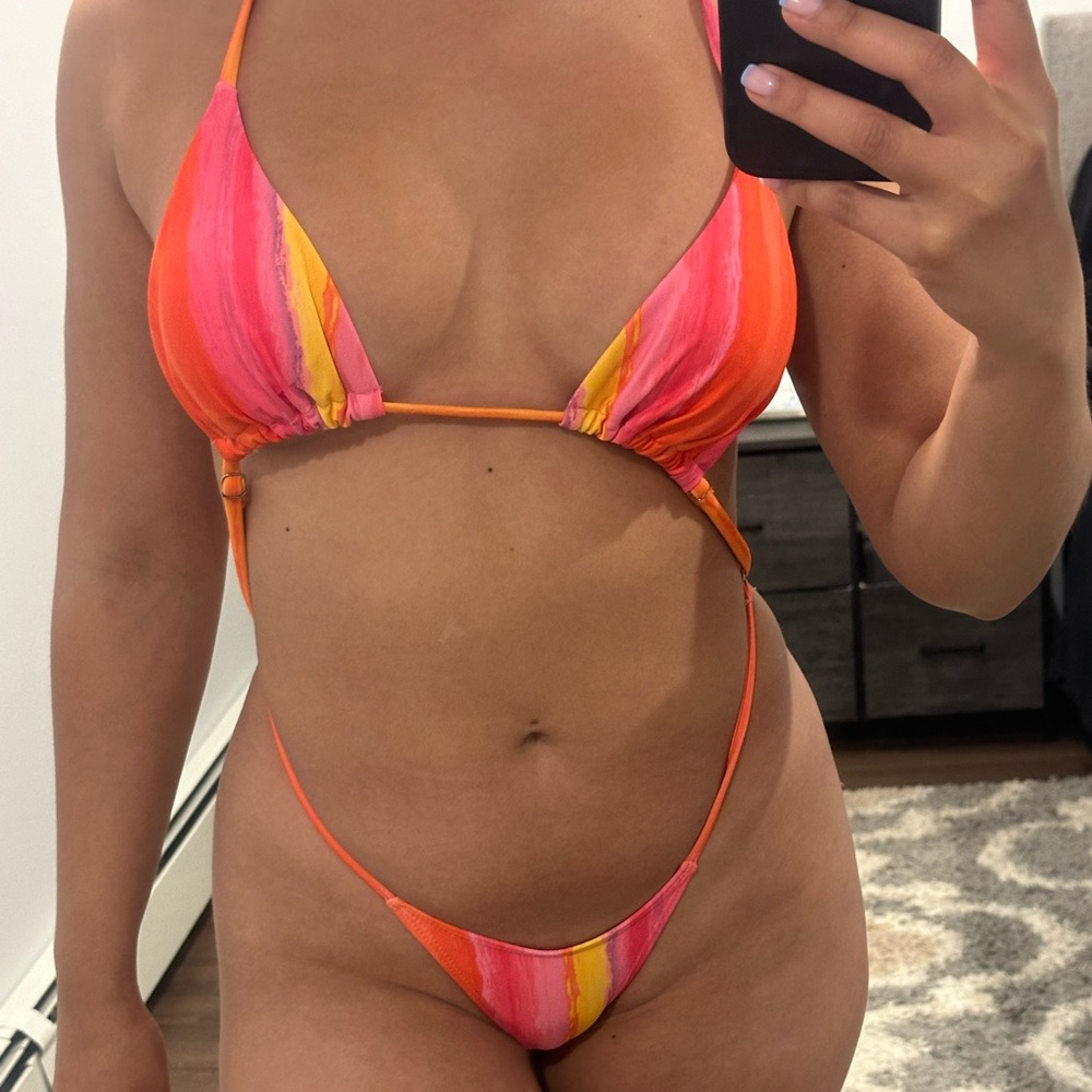 Pink & Yellow One Piece Swimsuit